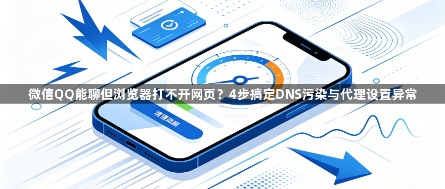 微信QQ能聊但浏览器打不开网页？4步搞定DNS污染与代理设置异常1