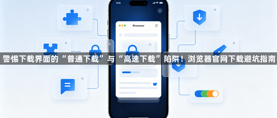 警惕下载界面的“普通下载”与“高速下载”陷阱！浏览器官网下载避坑指南1